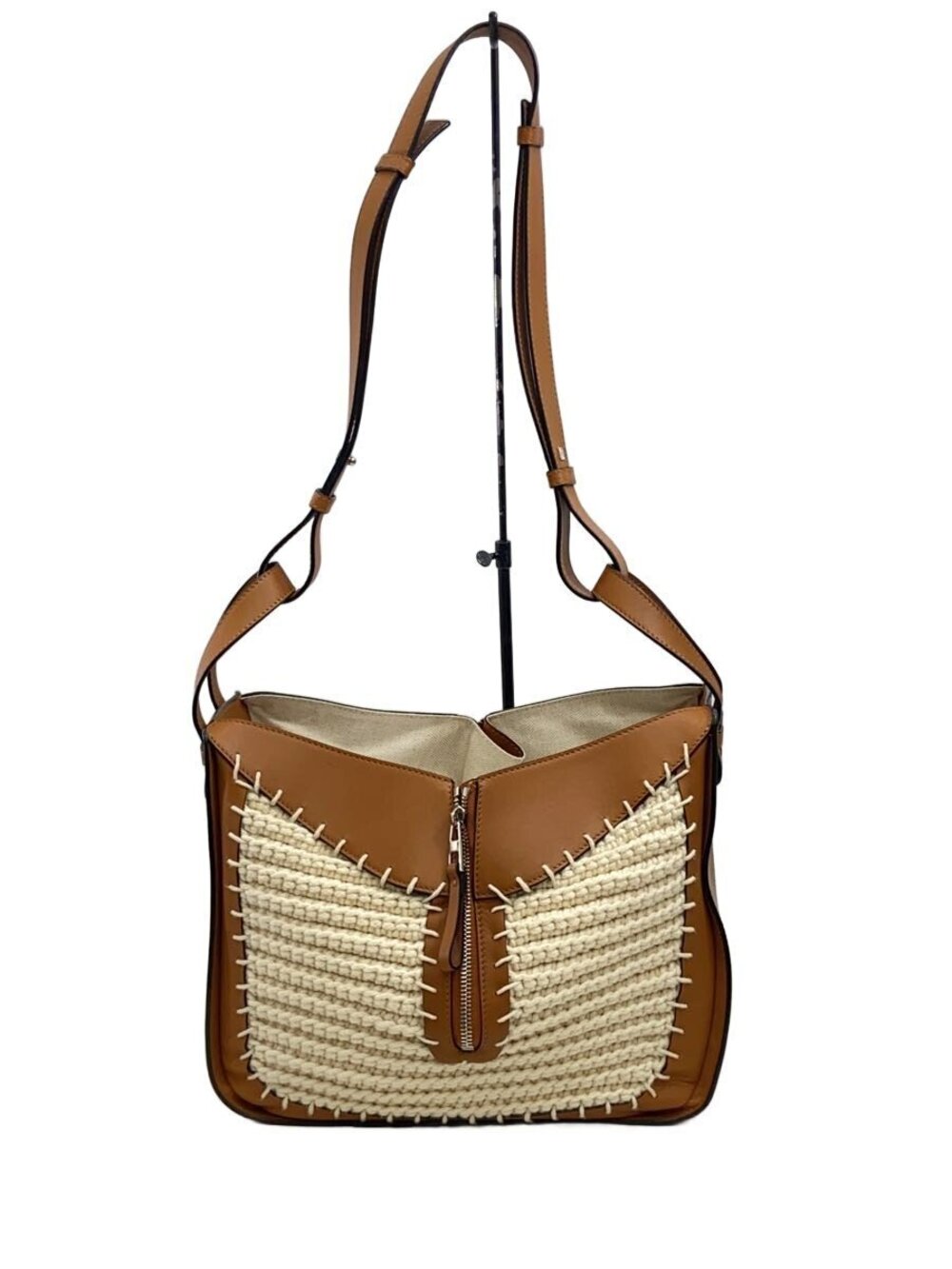 Loewe Hammock Knit Crochet Bag tan calfskin natural woven